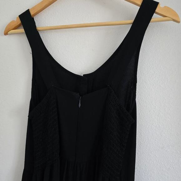 Madewell Smocked Button-Front Cropped Jumpsuit Black Size 4 Easy Comfy - Picture 6 of 11